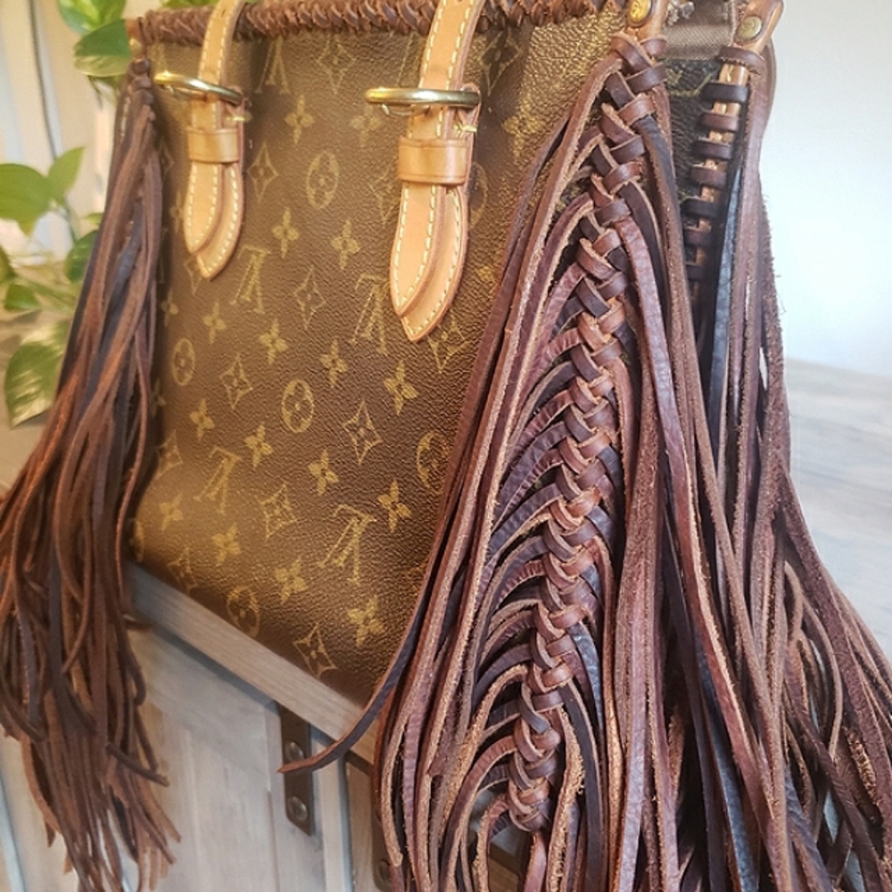 Louis Vuitton Brown Monogram Fringe Tote with Tan Straps - Picture 6 of 13